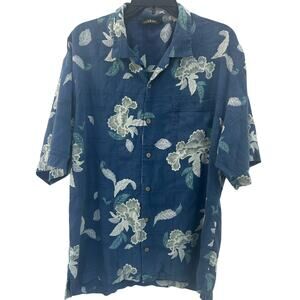 Tommy Bahama Floral Blue Men's Silk Short-Sleeve Shirt